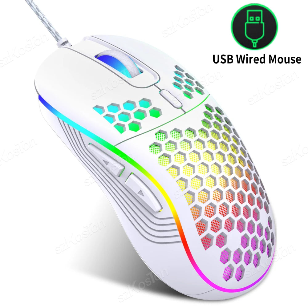 white Color RGB Wired Gaming Mouse 7200 DPI – Lightweight Ergonomic