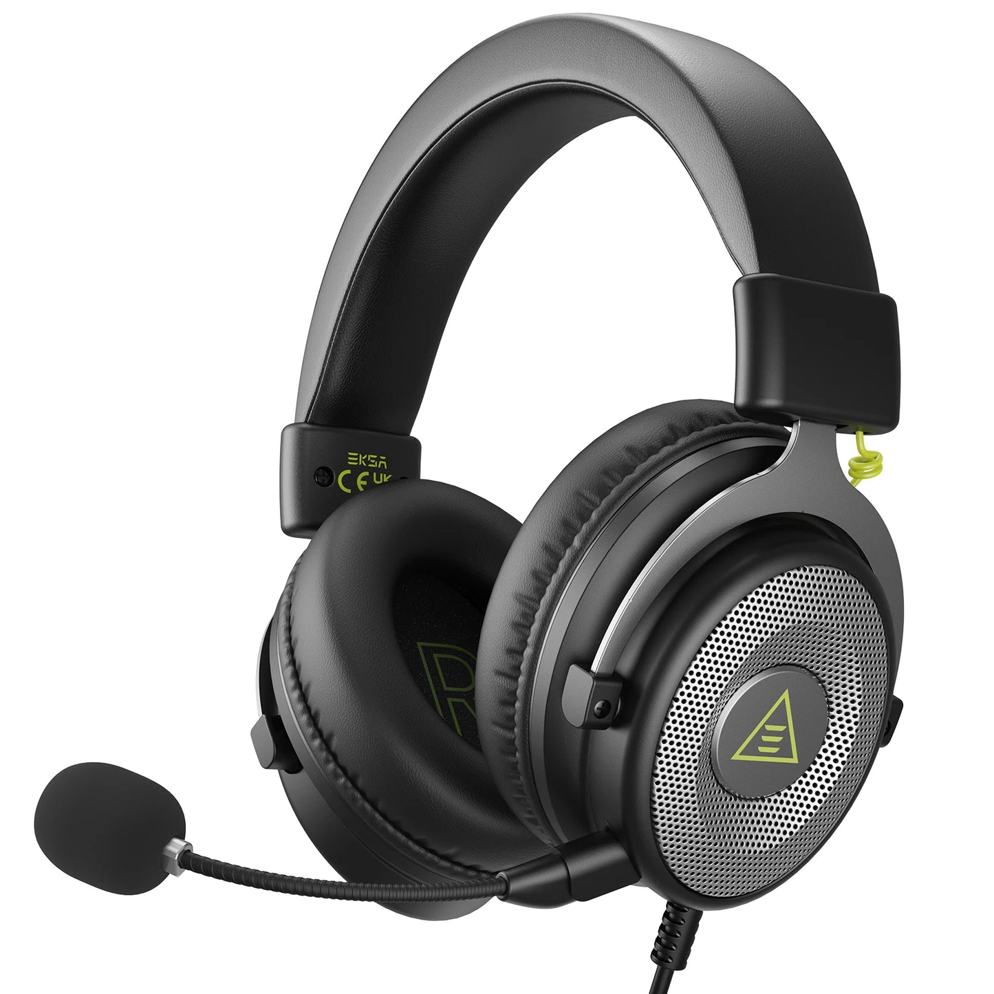 Black Silver Color Wired Gaming Headset With 50mm Drivers & Detachable Mic