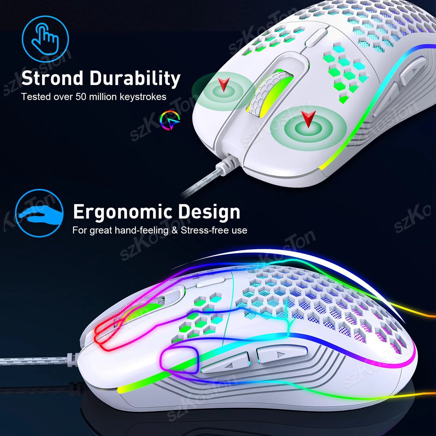RGB Wired Gaming Mouse 7200 DPI – Lightweight Ergonomic
