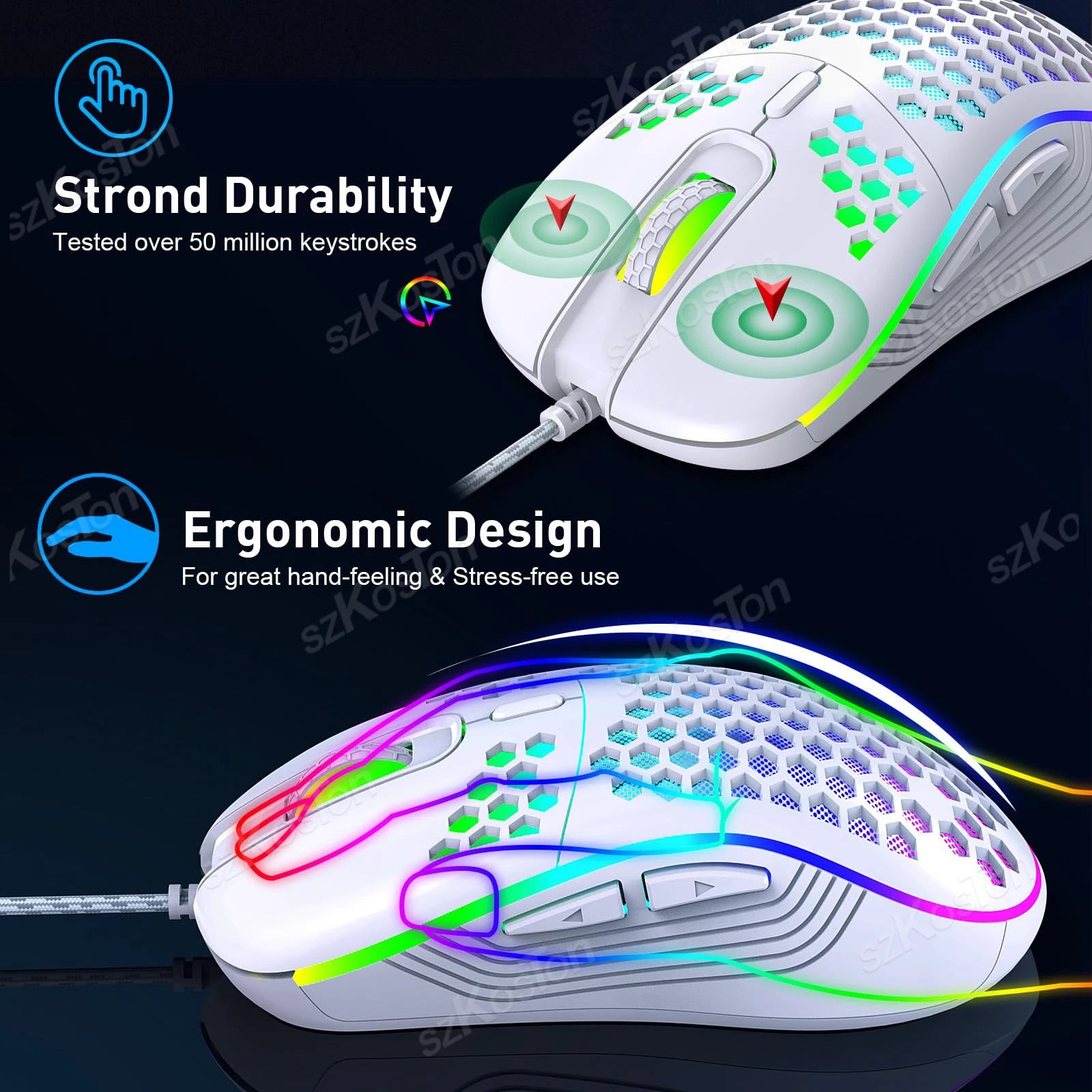 RGB Wired Gaming Mouse 7200 DPI – Lightweight Ergonomic