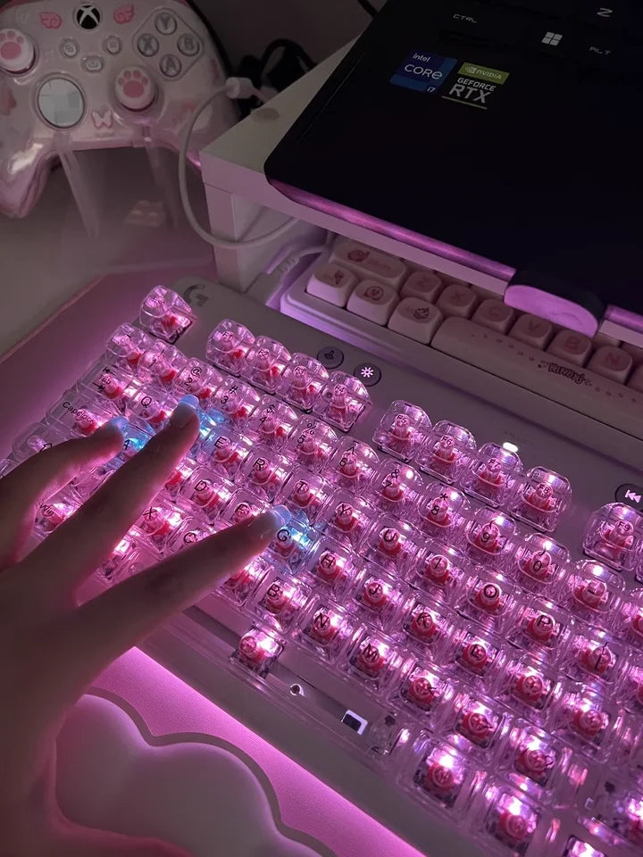 Crystal Transparent PC Keycaps Set For Mechanical Keyboards
