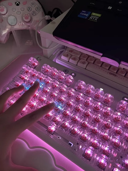 Crystal Transparent PC Keycaps Set For Mechanical Keyboards