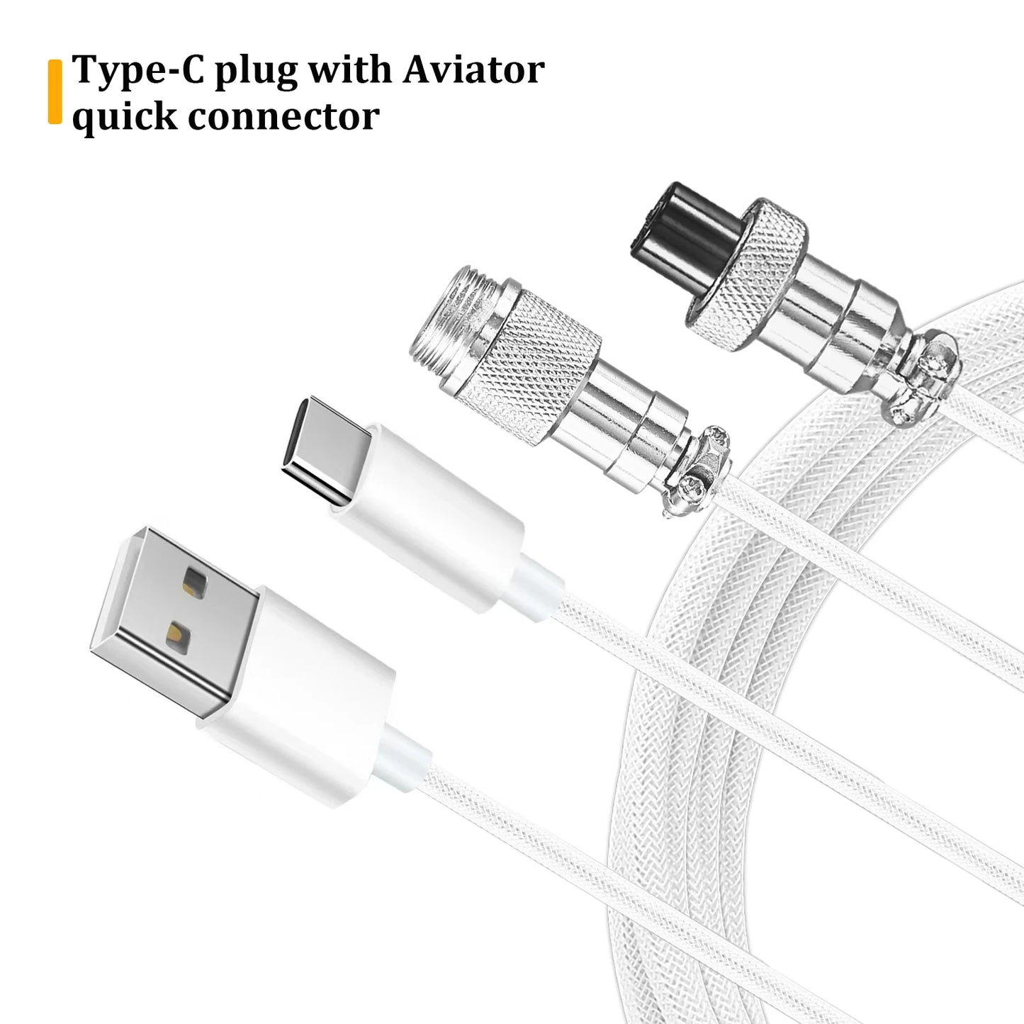Coiled USB-C Mechanical Keyboard Cable with Aviator Connector