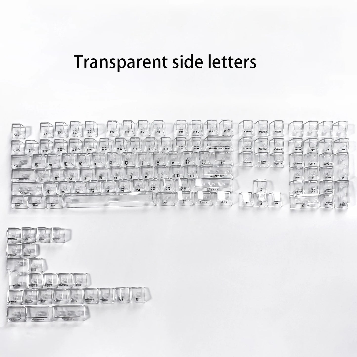 transparent Side Color Crystal Transparent PC Keycaps Set For Mechanical Keyboards