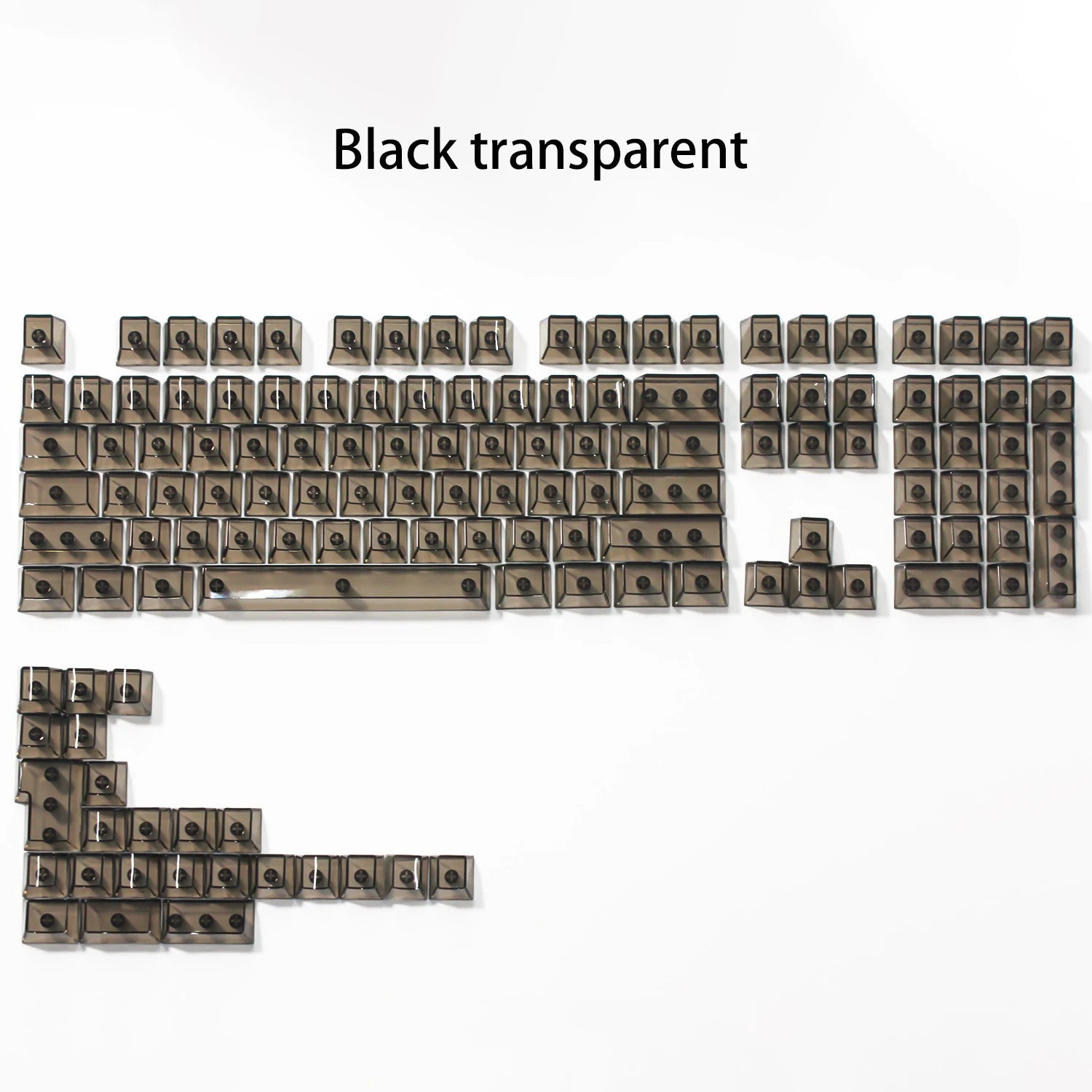 Black Color Crystal Transparent PC Keycaps Set For Mechanical Keyboards