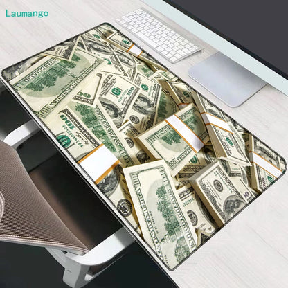 HH000179 Color Dollar Print Gaming Mouse Pad Desk Mat with Wrist Support