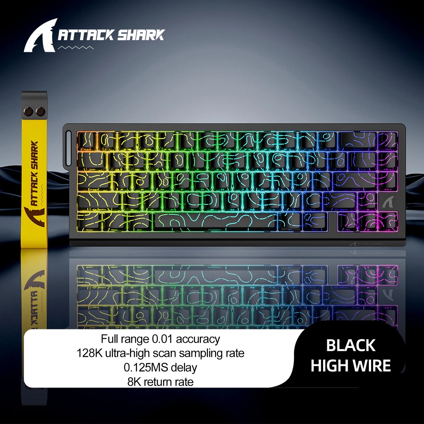 Black Contour Line Color 68-Key Magnetic Switch Gaming Keyboard – 8000Hz Wired
