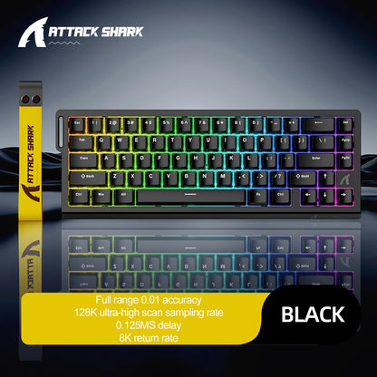 Black Color 68-Key Magnetic Switch Gaming Keyboard – 8000Hz Wired