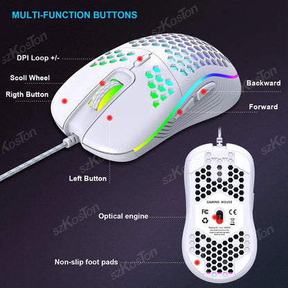 RGB Wired Gaming Mouse 7200 DPI – Lightweight Ergonomic