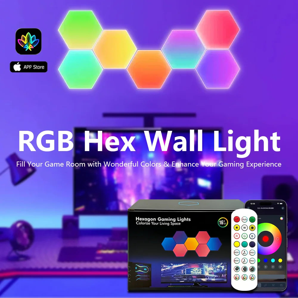 RGB Hexagon Wall Light with App Control and Music Sync