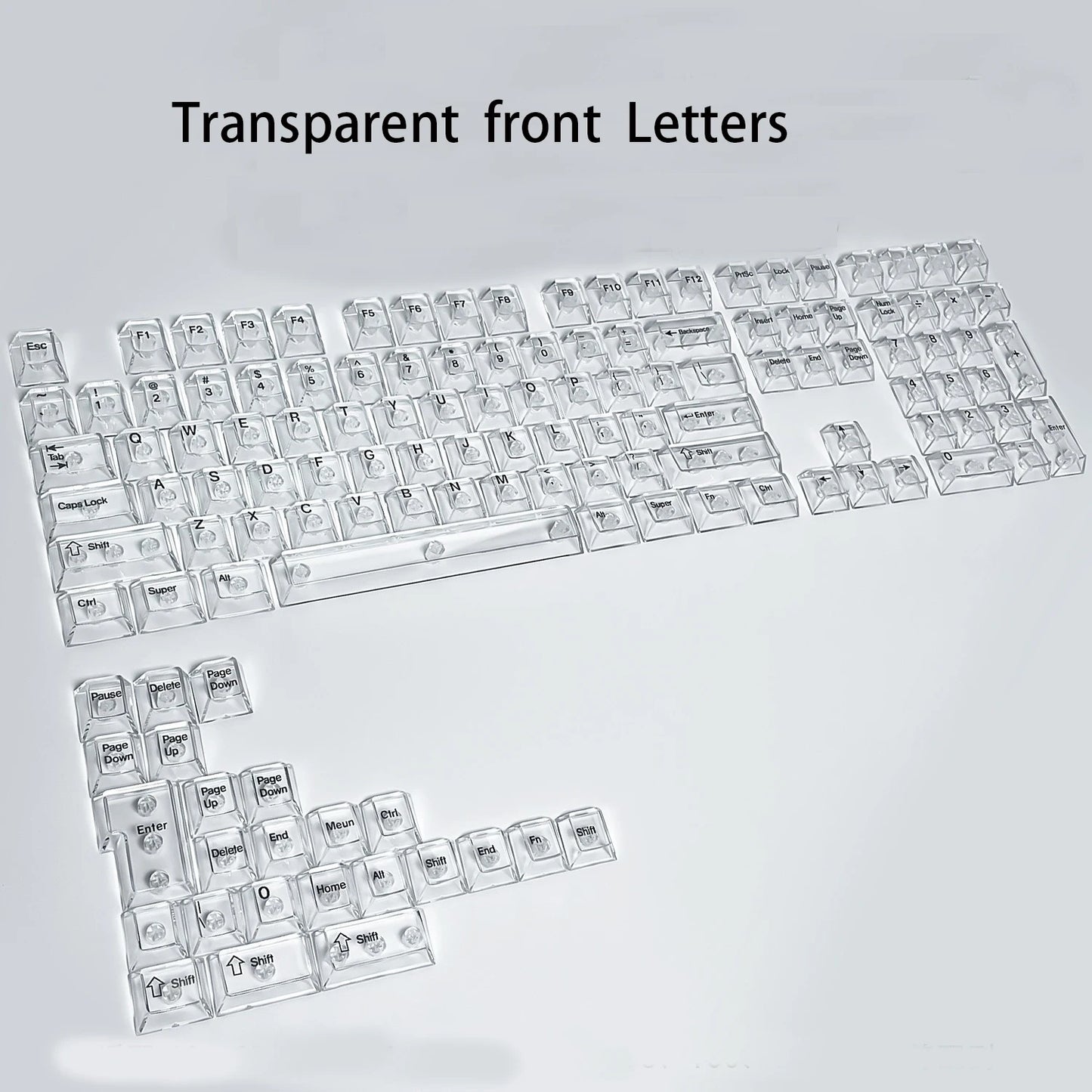 transparent Front Color Crystal Transparent PC Keycaps Set For Mechanical Keyboards