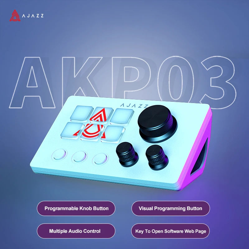 AKP03E-White Color 15-Key LCD Macro Pad Mini Keyboard for Creators