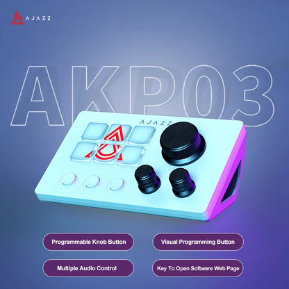 AKP03E-White Color 15-Key LCD Macro Pad Mini Keyboard for Creators