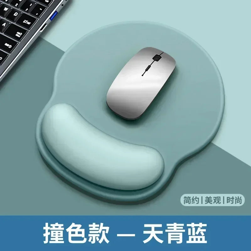 SkyBlue Color Ergonomic Mouse Pad With Wrist Rest – Non-Slip Rubber