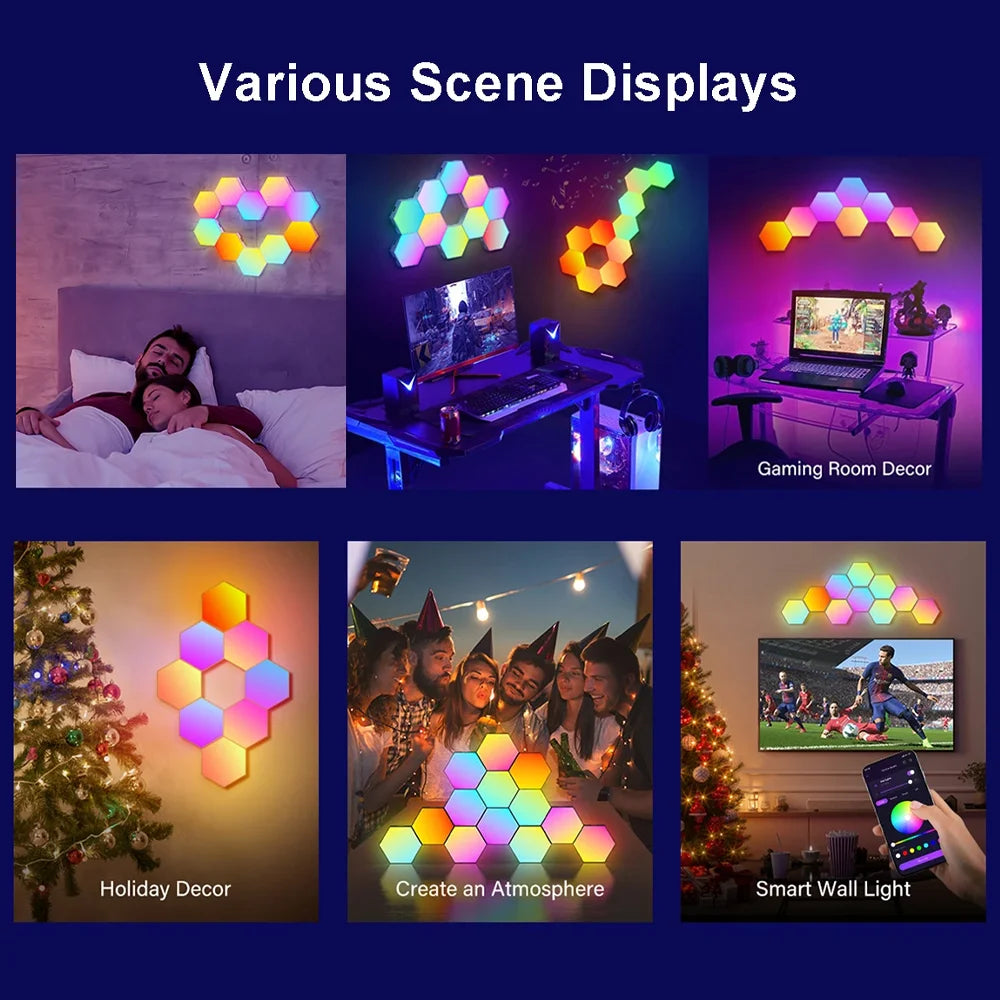 RGB Hexagon Wall Light with App Control and Music Sync