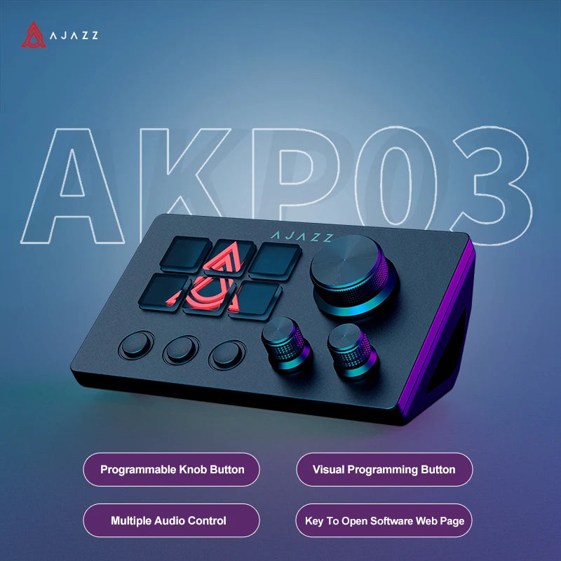 AKP03E-Black Color 15-Key LCD Macro Pad Mini Keyboard for Creators