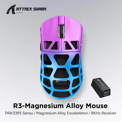R3 Purple Color Ultra-Light Wireless Gaming Mouse 8K Hz 26000 DPI