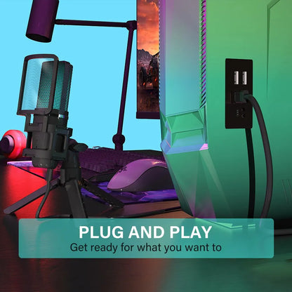 RGB USB Condenser Microphone Kit With Boom Arm & Tripod