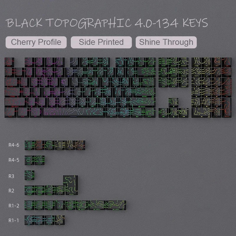 134 Keys Black Color 97-Key PBT Mechanical Keyboard Keycaps – Side-Printed