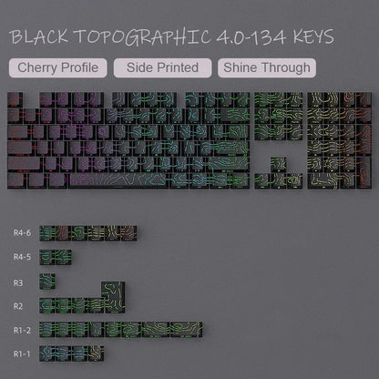 134 Keys Black Color 97-Key PBT Mechanical Keyboard Keycaps – Side-Printed