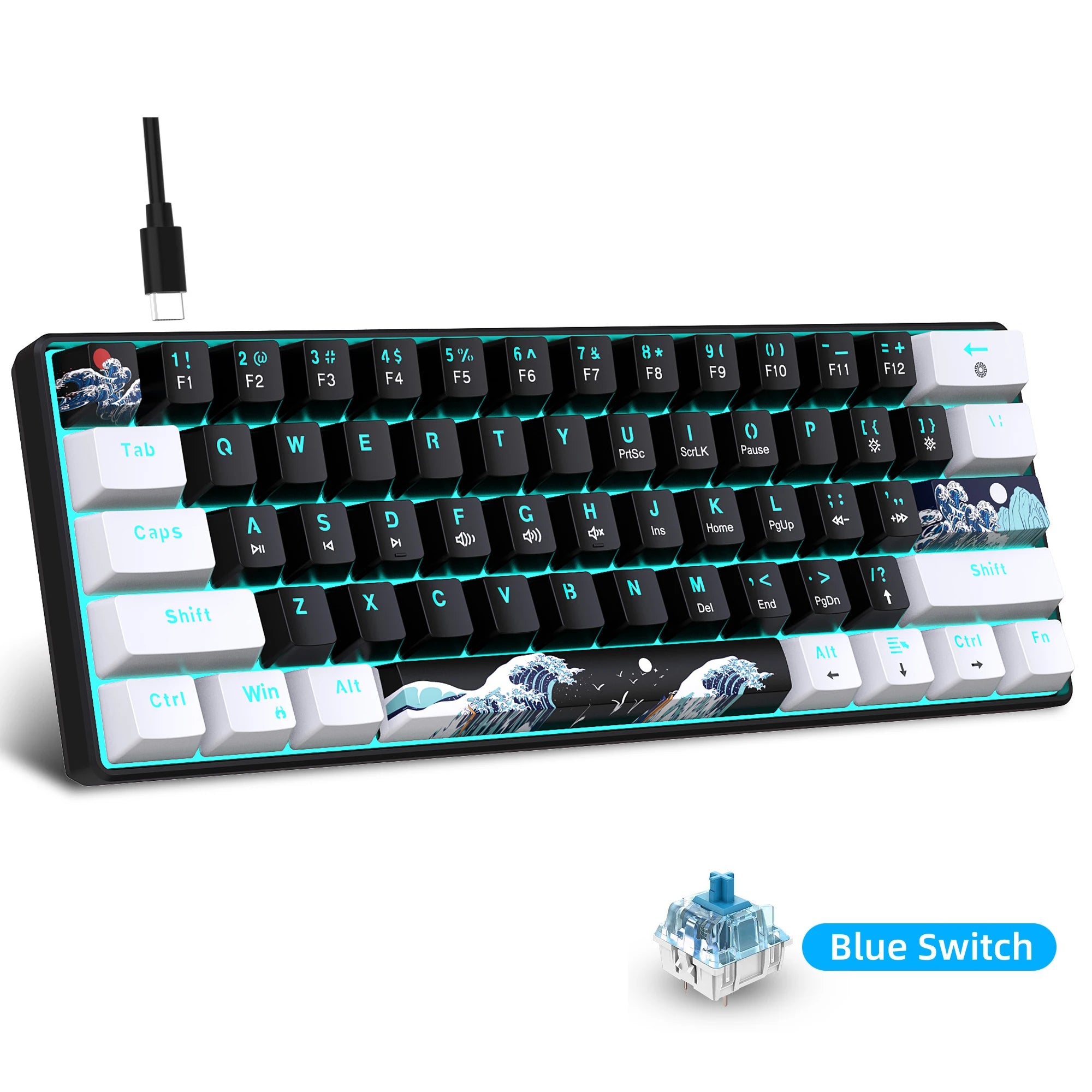 60% Mechanical Gaming Keyboard With Blue Switches