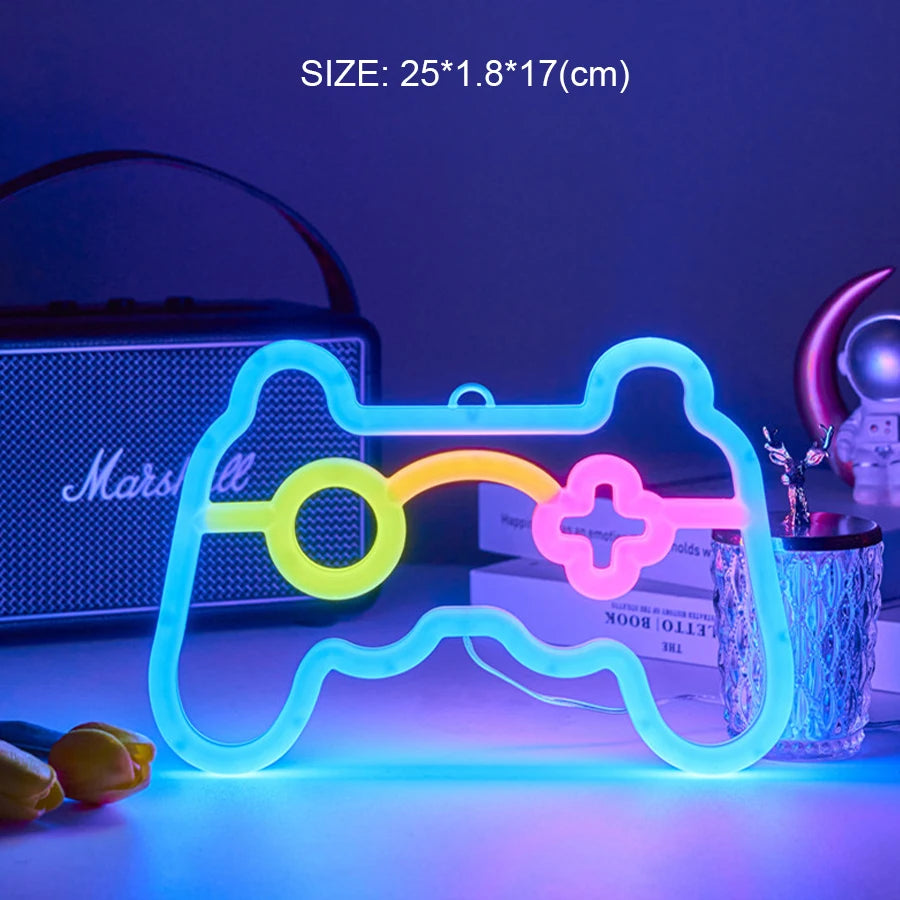 GamePad Emitting Color LED Letter Neon Night Light – Double-Sided Decorative Sign