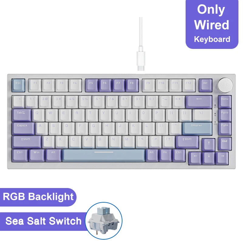 AK820 Purple Color 75% Mechanical Gaming Keyboard With RGB And TFT Screen