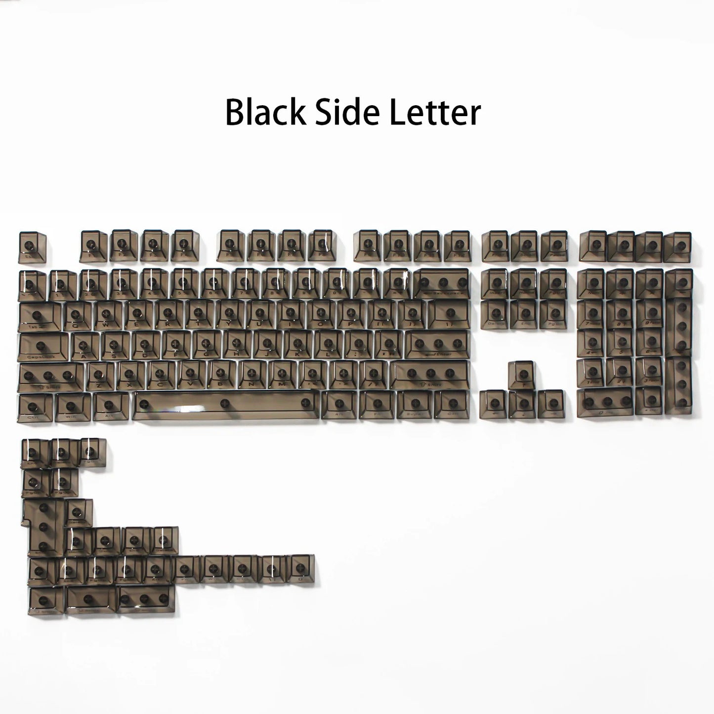 Black Side Color Crystal Transparent PC Keycaps Set For Mechanical Keyboards