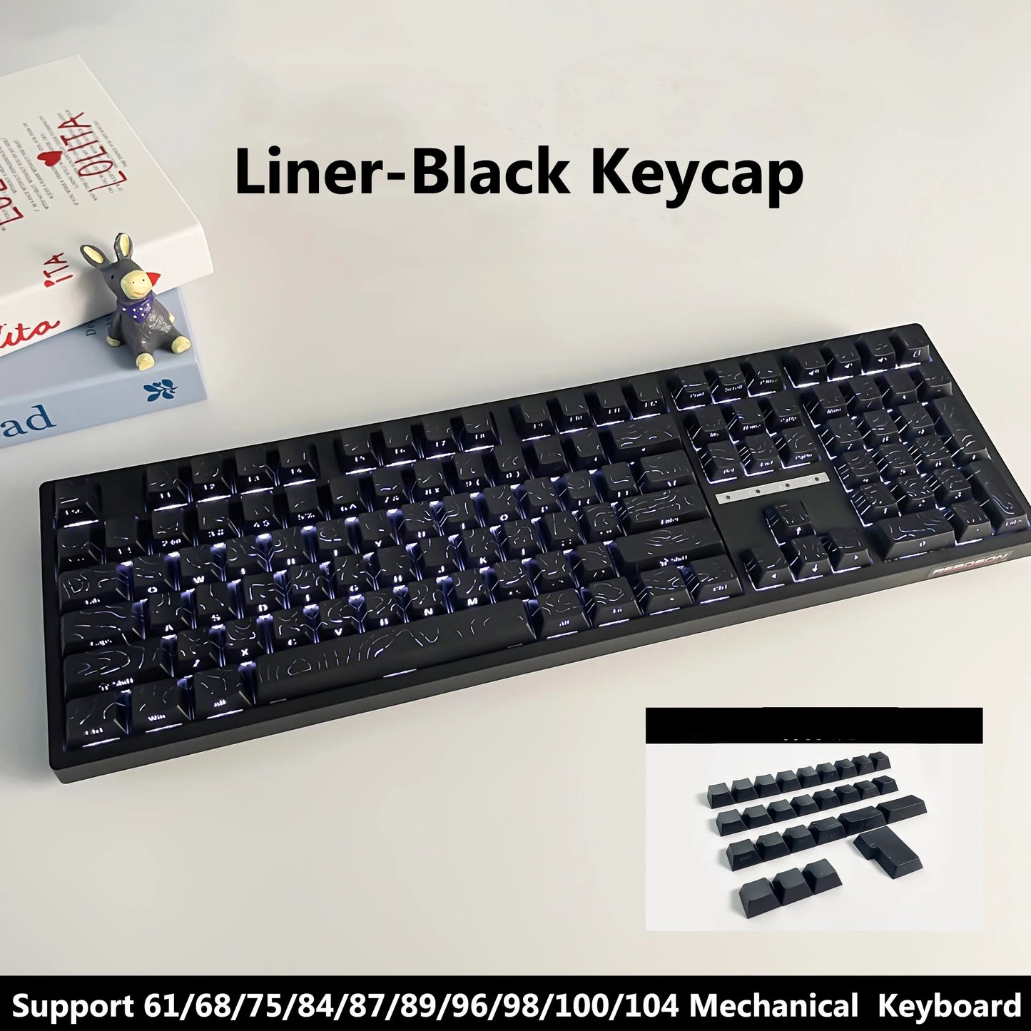 Liner-Black 134Keys Color Cherry Profile Side-Print Dual-Shot Keycap Set