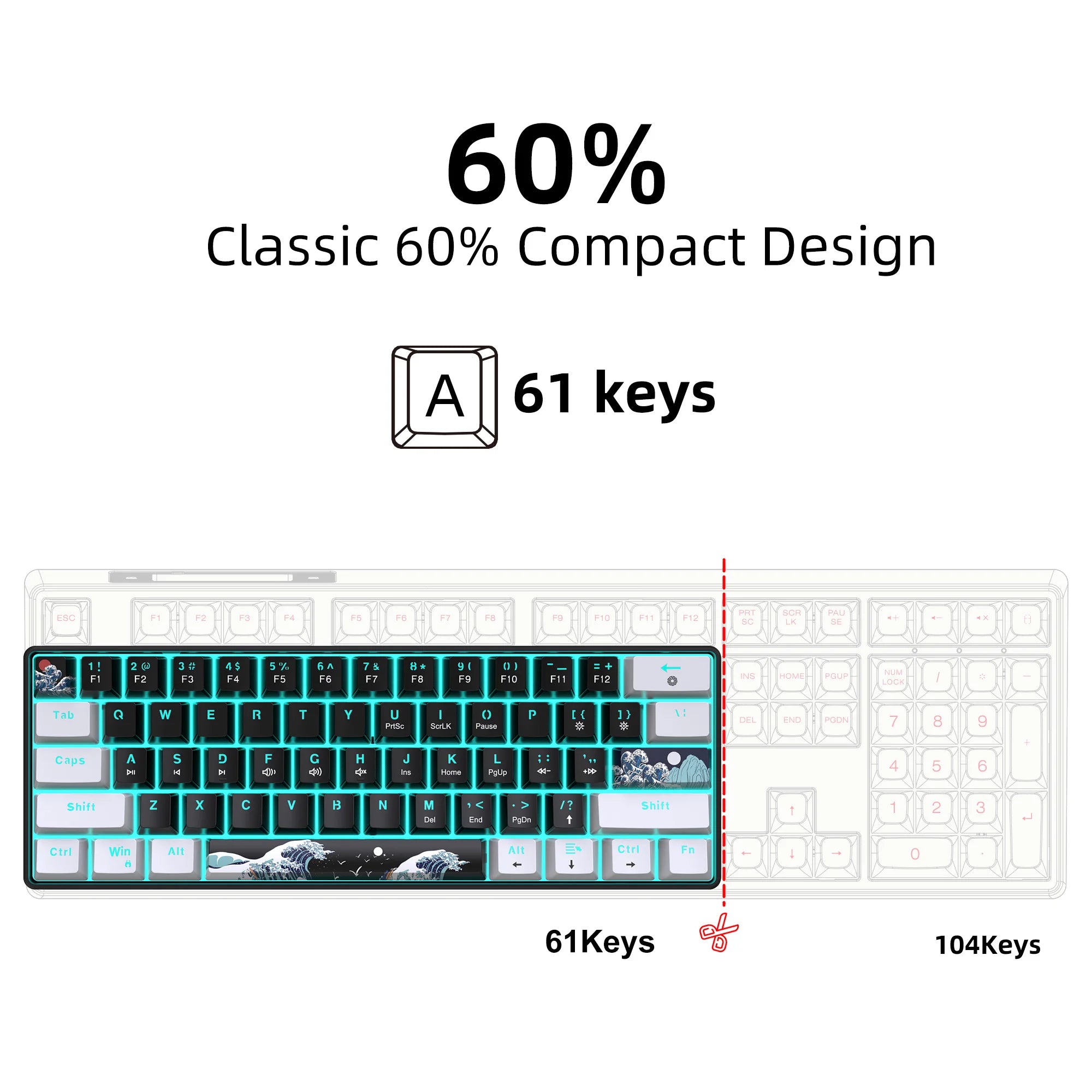 60% Mechanical Gaming Keyboard With Blue Switches