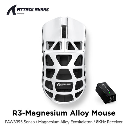 R3 White Color Ultra-Light Wireless Gaming Mouse 8K Hz 26000 DPI
