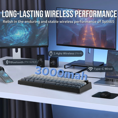Split Mechanical Keyboard 60% – Wireless Triple-Mode RGB