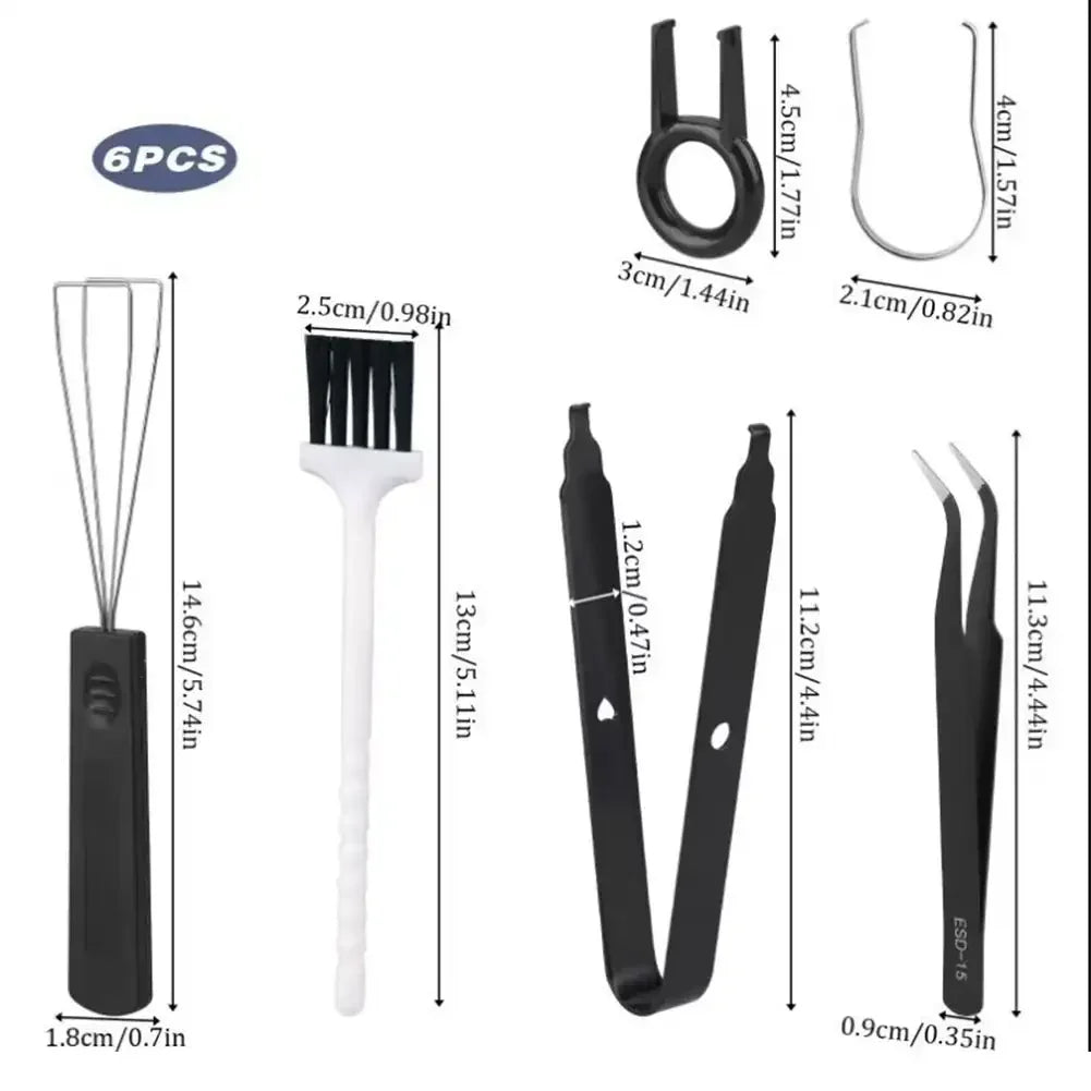 6Pcs Black Color Mechanical Keyboard Cleaning & Switch Puller Kit