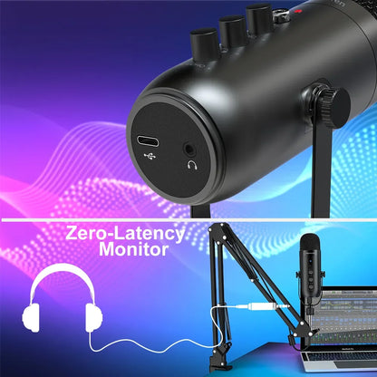USB Cardioid Condenser Microphone Kit With Boom Arm