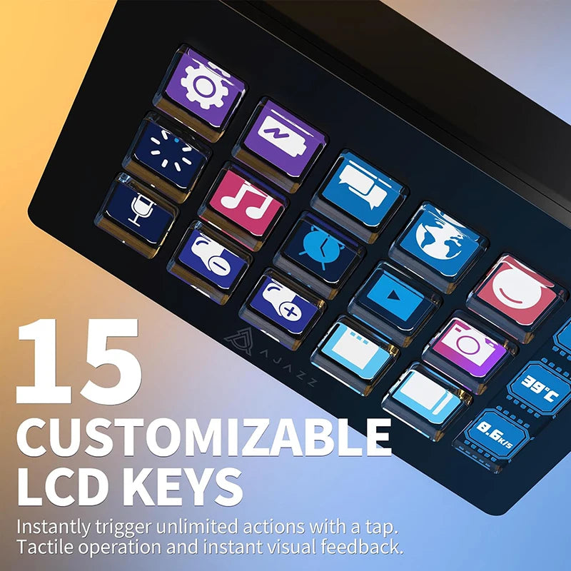 15-Key LCD Macro Pad Mini Keyboard for Creators