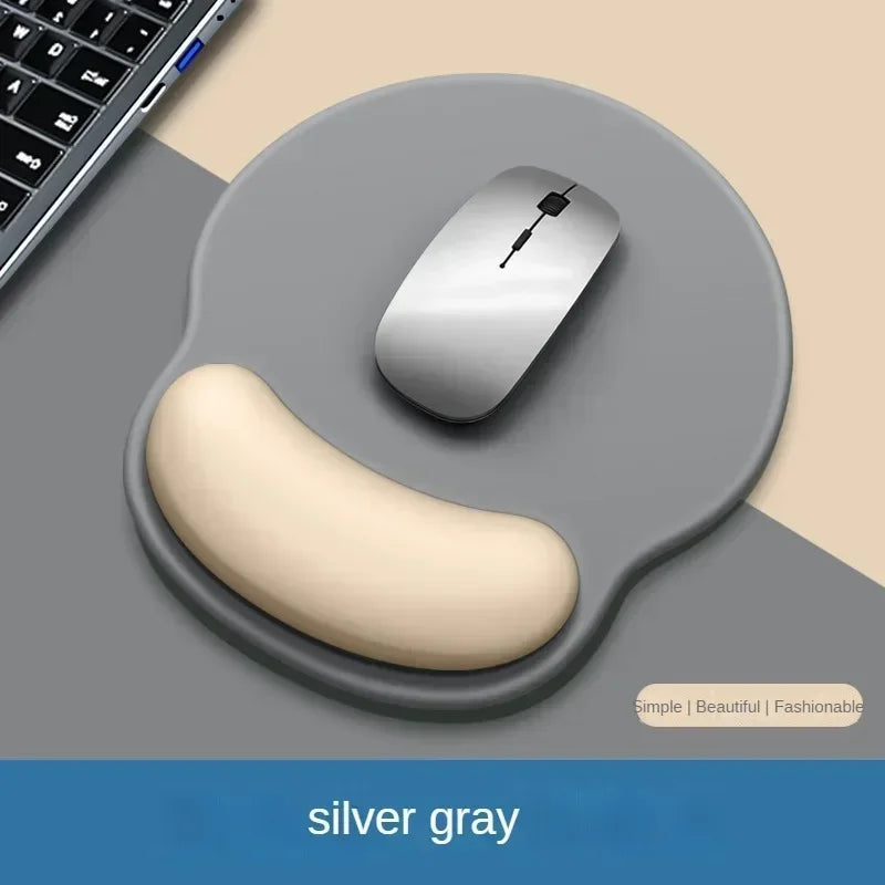 SilverGray Color Ergonomic Mouse Pad With Wrist Rest – Non-Slip Rubber