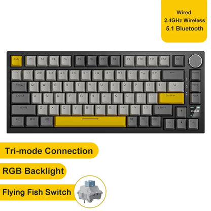 AK820PRO Grey1 Color 75% Mechanical Gaming Keyboard With RGB And TFT Screen