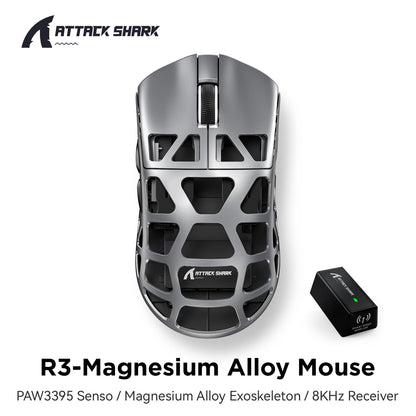 R3 Grey Color Ultra-Light Wireless Gaming Mouse 8K Hz 26000 DPI