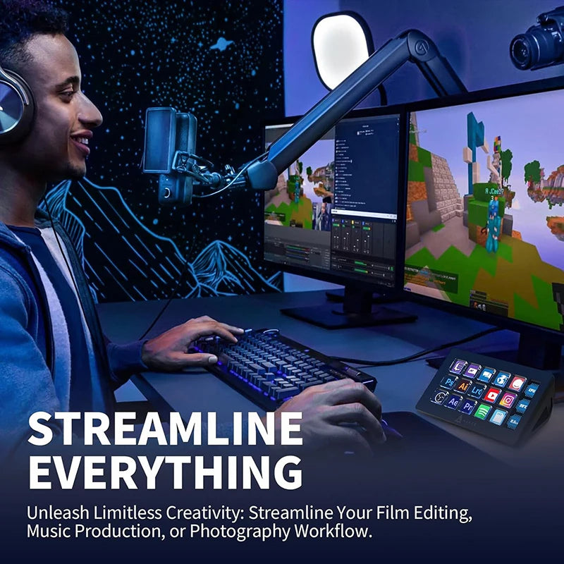 15-Key LCD Macro Pad Mini Keyboard for Creators