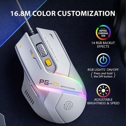 Wired RGB Gaming Mouse With 12800 DPI And 6 Buttons
