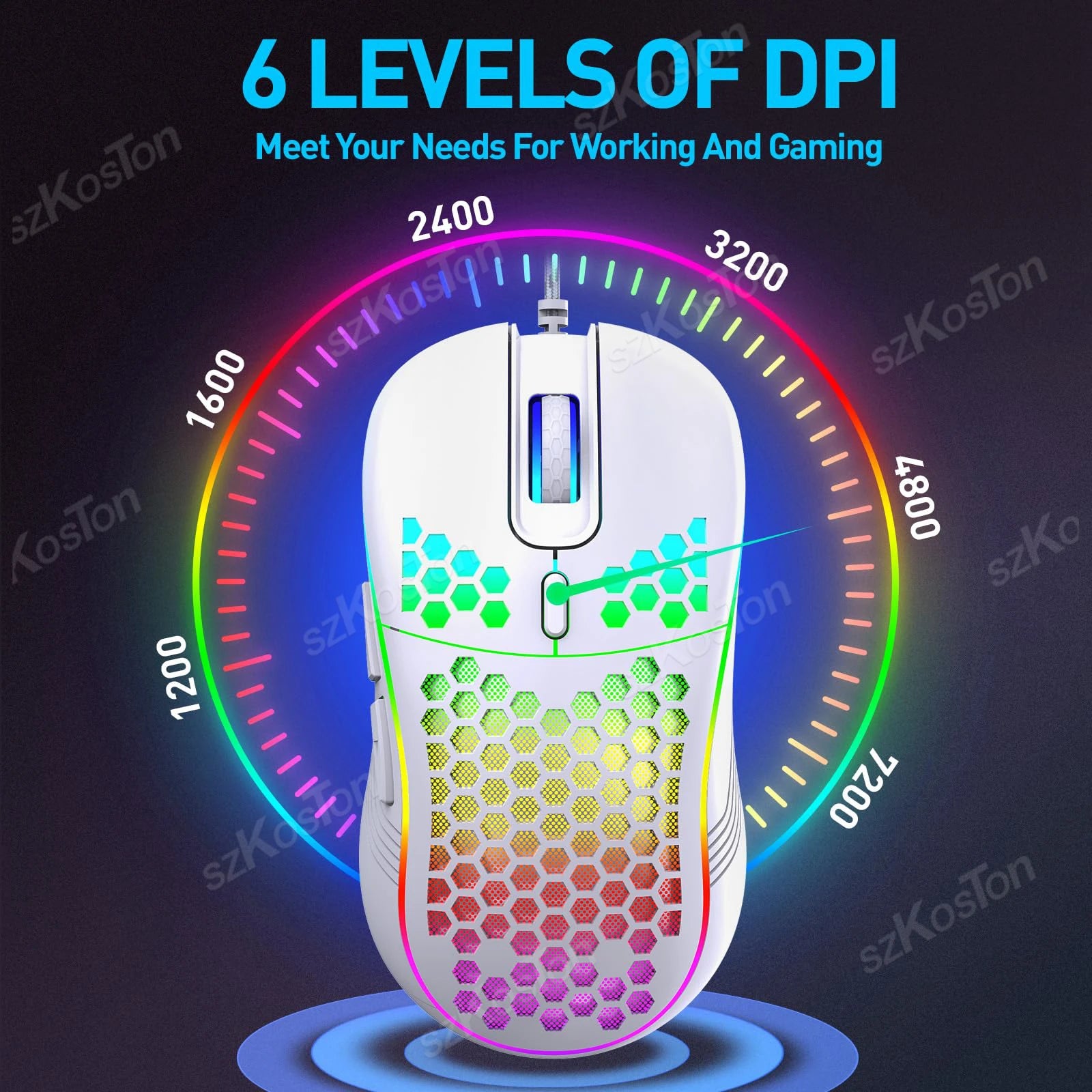 RGB Wired Gaming Mouse 7200 DPI – Lightweight Ergonomic