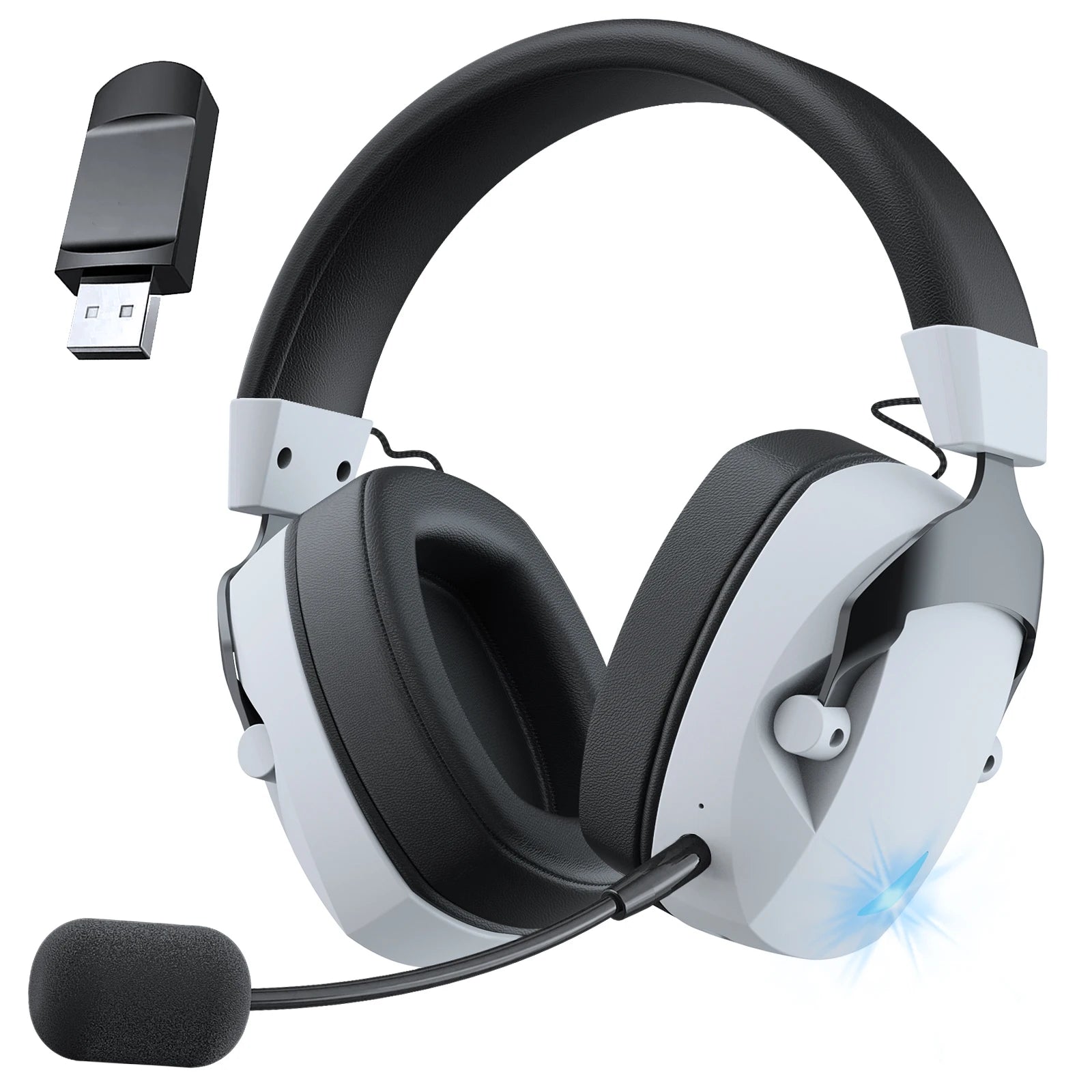 WHITE Color Wireless Gaming Headset for PS5, PC & Switch – 2.4GHz