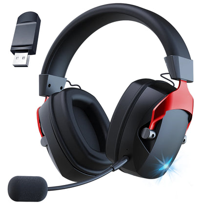Red Color Wireless Gaming Headset for PS5, PC & Switch – 2.4GHz