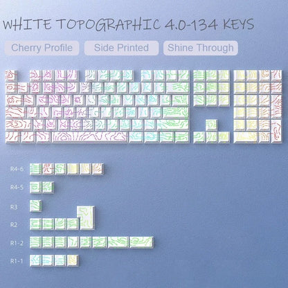 134 Keys White Color 97-Key PBT Mechanical Keyboard Keycaps – Side-Printed
