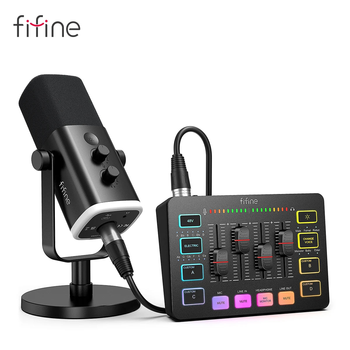 All-in-One Podcast Kit with RGB Mixer and Dynamic Mic