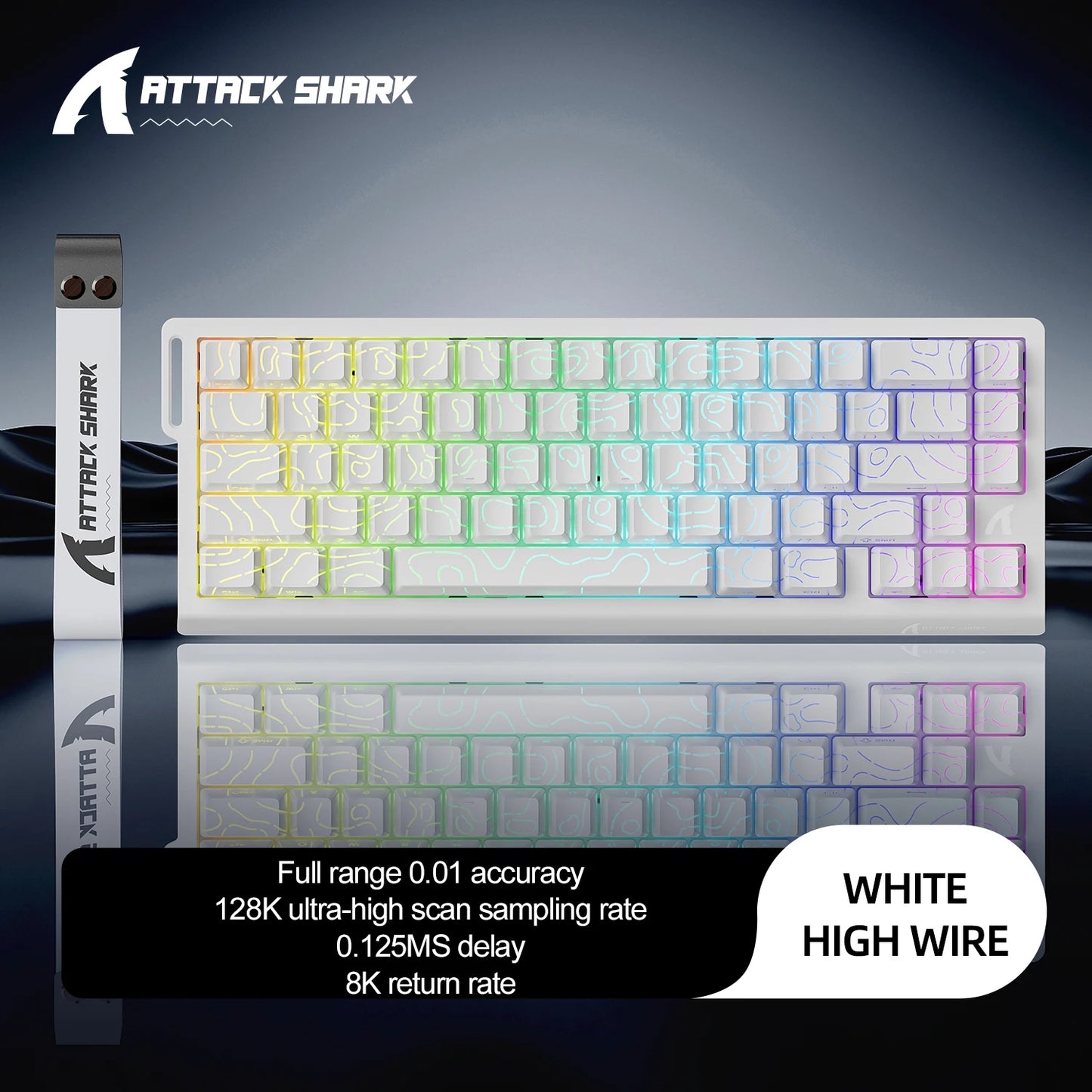 White Contour Line Color 68-Key Magnetic Switch Gaming Keyboard – 8000Hz Wired