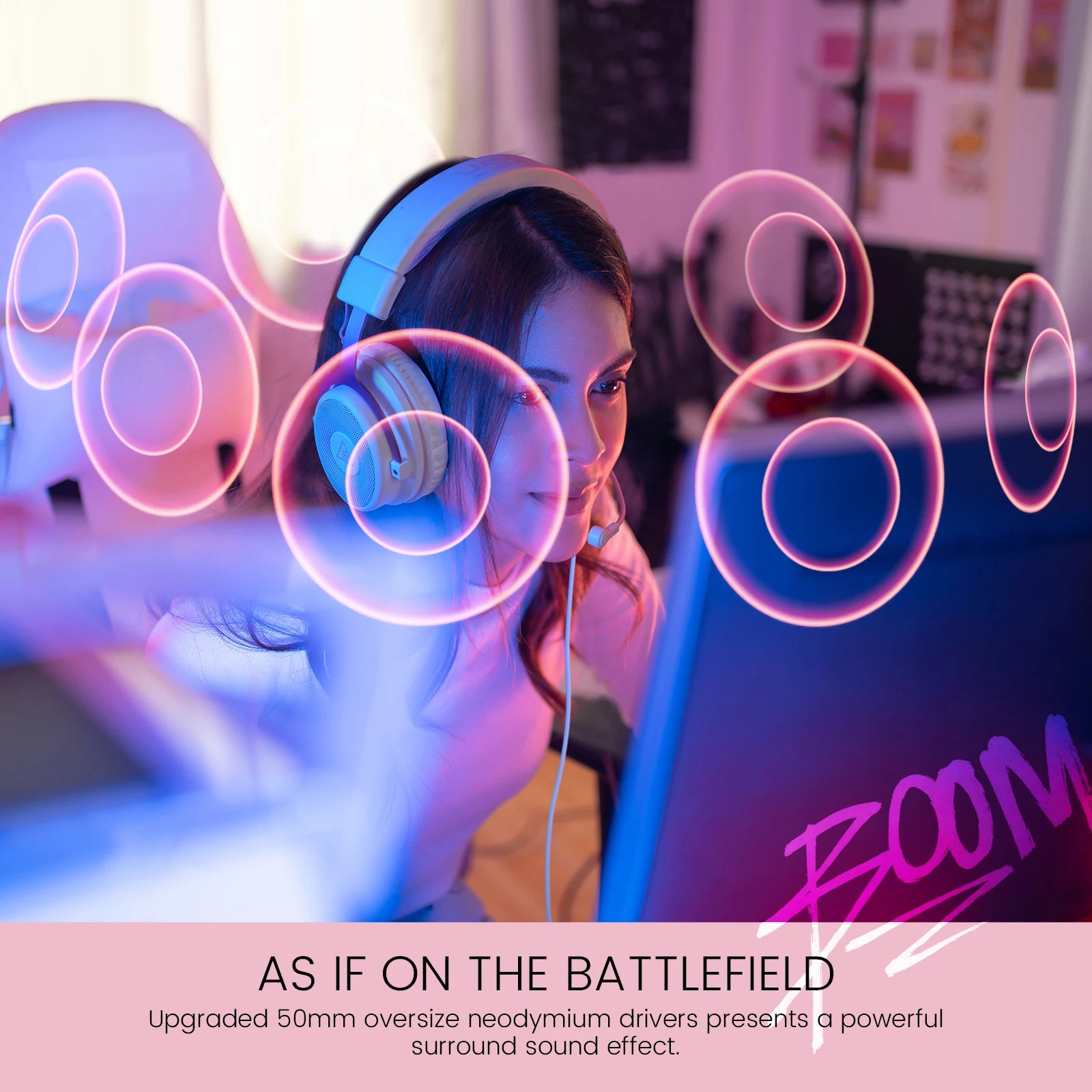 Wired Gaming Headset With 50mm Drivers & Detachable Mic