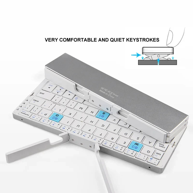 Mini Folding Bluetooth Keyboard With Stand – 3-Device Pairing