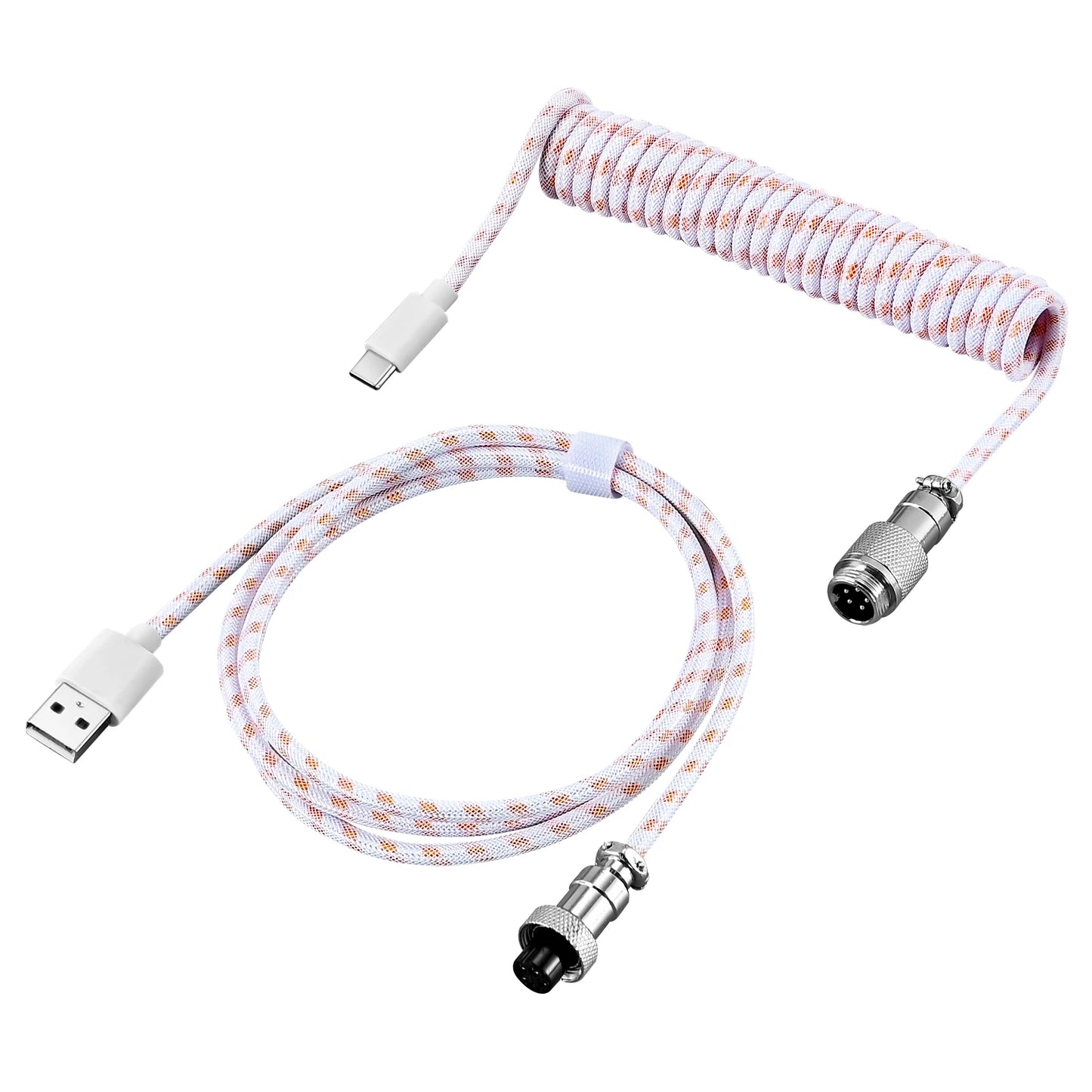 Decor Color Coiled USB-C Mechanical Keyboard Cable with Aviator Connector