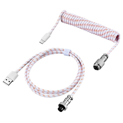 Decor Color Coiled USB-C Mechanical Keyboard Cable with Aviator Connector